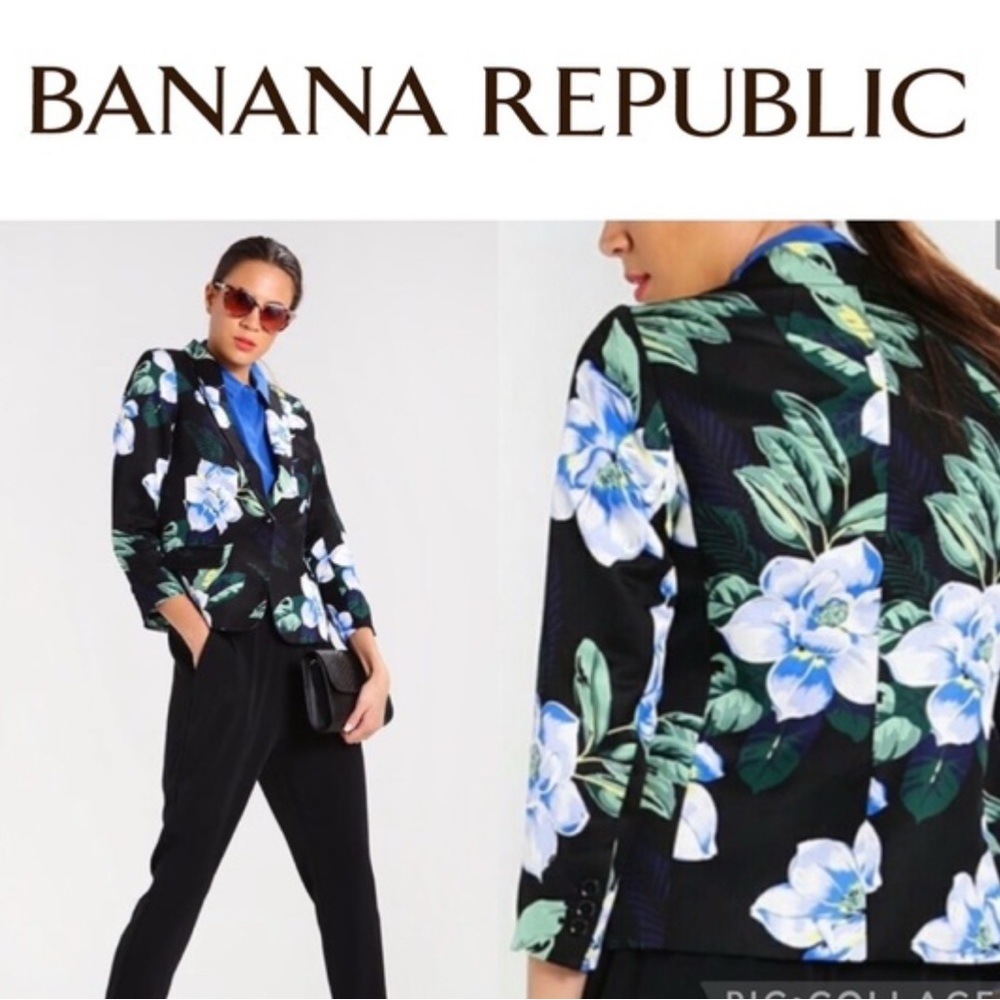 BANANA REPUBLIC “Chelsea” Lined Floral Blazer 0 Petite